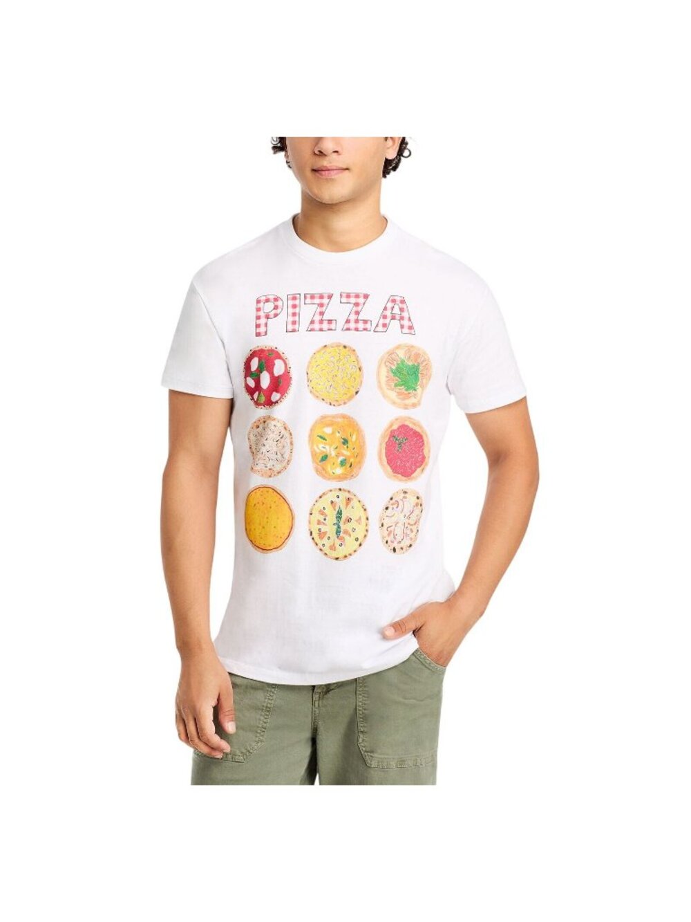 NWT Unfortunate Portrait Mens Graphic T-Shirt Short Sleeve Pizza Tee White M